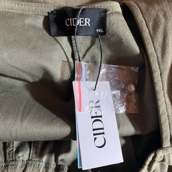 Cider Corset Mini Dress Womens 1XL Green Woven Square Neck Long Sleeve Boho NEW‎ - Picture 6 of 10